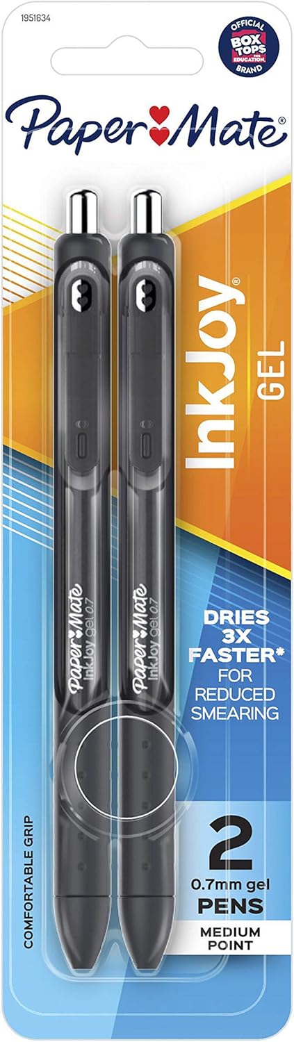 Paper Mate InkJoy Medium Point Retractable Gel Pens - Black, 2 Count-071641100633-LR-354807-1-LR eShop