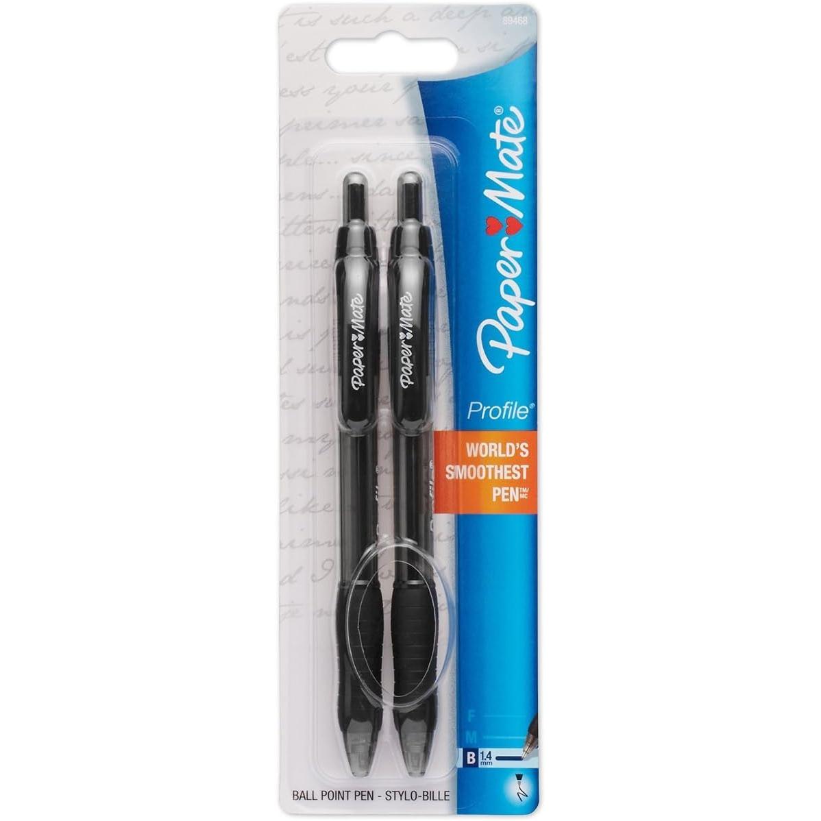 Paper Mate Profile Retractable Ballpoint Pens - Black Ink, 2 pack-041540894681-LR-176379-1-LR eShop