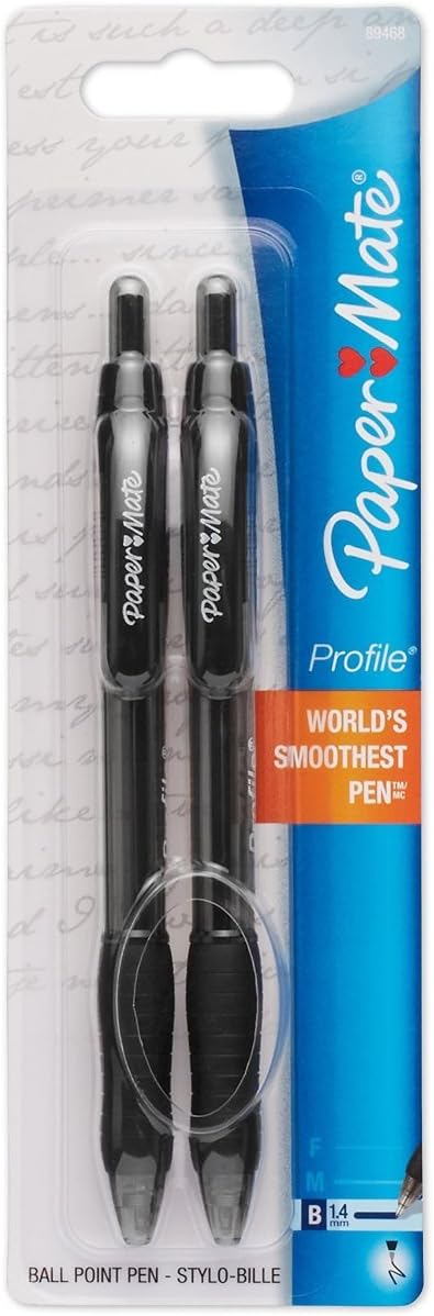Paper Mate Profile Retractable Ballpoint Pens - Black Ink, 2 pack-041540894681-LR-176379-1-LR eShop