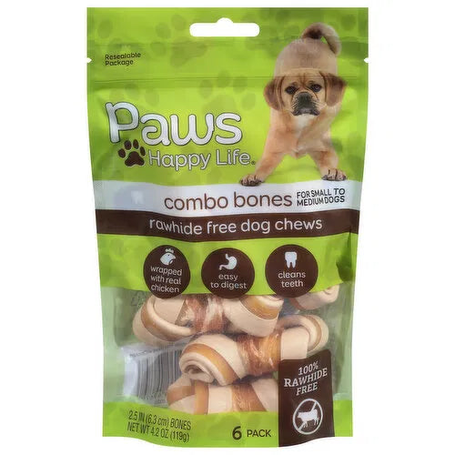 Paws Happy Life Rawhide Free Dog Combo Bones, Wrapped with Real Chicken, 6 count-036800496798-LR-357326-1-LR eShop