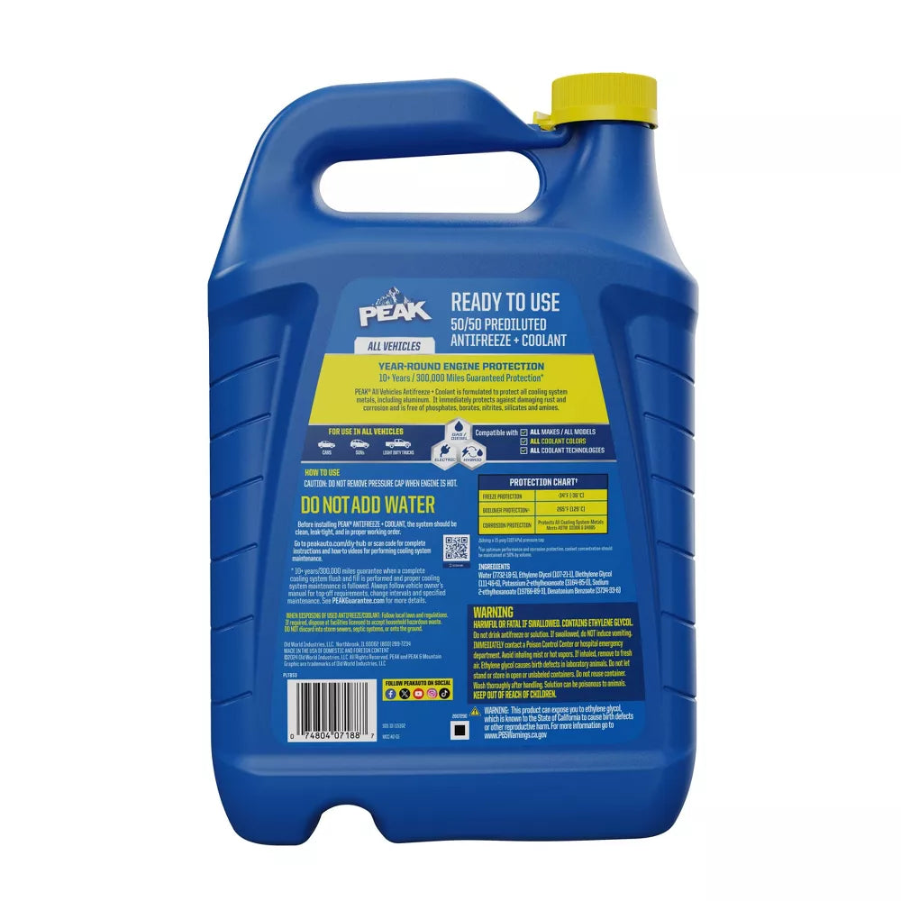 PEAK All Vehicles 50/50 Prediluted Antifreeze + Coolant, 1 gal-074804071887-LR-275386-2-LR eShop