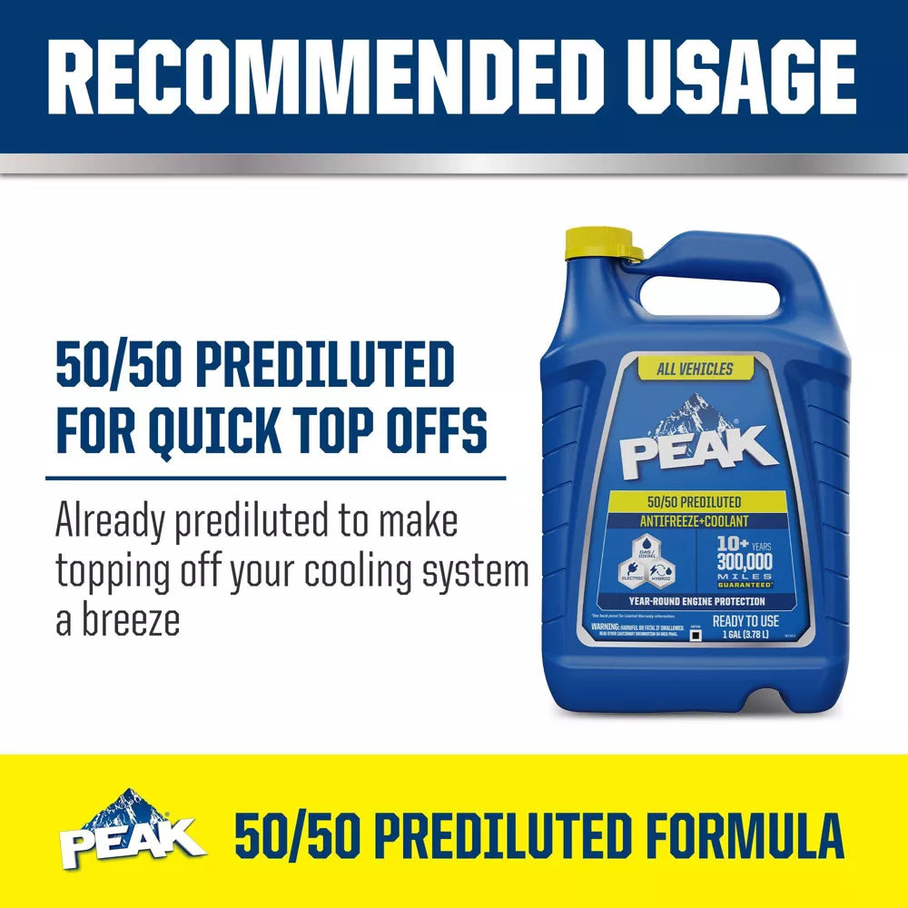 PEAK All Vehicles 50/50 Prediluted Antifreeze + Coolant, 1 gal-074804071887-LR-275386-3-LR eShop