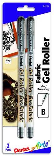 Pentel Arts Gel Roller for Fabric, Bold Lines - Permanent Black Ink, 2 count-072512241950-LR-302998-1-LR eShop