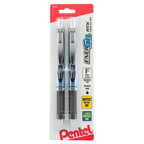 Pentel EnerGel Deluxe RTX Retractable Liquid Gel Pen, Fine Line - Black Ink, 2 count-072512234075-LR-324429-13-LR eShop