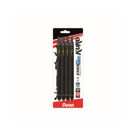 Pentel EnerGel Kuro Medium Point (0.7mm) Liquid Gel Pen - Black Inc, 4 count-072512282281-LR-341039-1-LR eShop