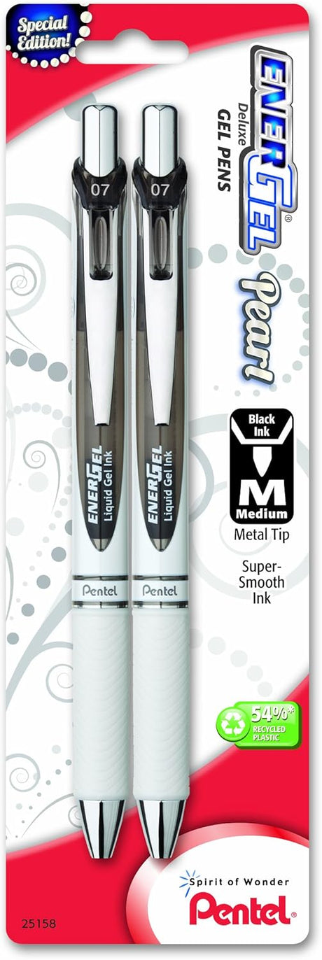 Pentel EnerGel Pearl Retractable Liquid Gel Pen, Medium Line - Black Ink, 2 count-072512251584-LR-315855-1-LR eShop