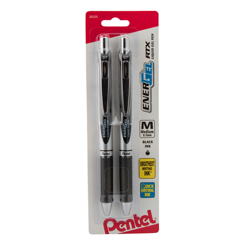 Pentel EnerGel RTX Retractable Liquid Gel Pen, Medium Line - Black Ink, 2 count-072512202357-LR-315853-13-LR eShop