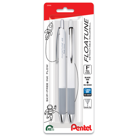 Pentel FLOATUNE Retractable Rollerball, Fine Line - Black Ink, 2 count-072512289884-LR-358292-1-LR eShop