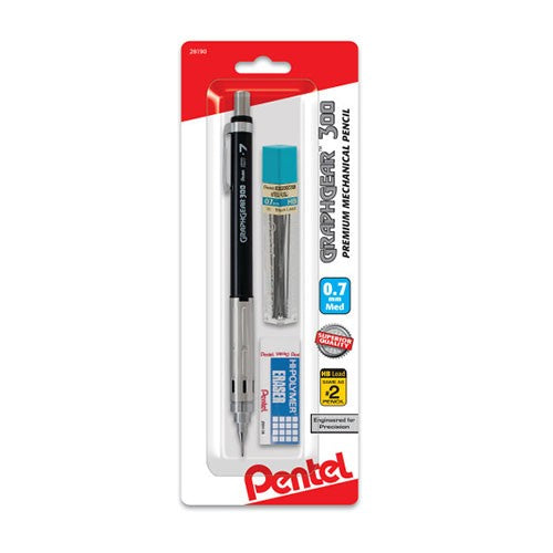 Pentel GraphGear 300 Premium Mechanical Pencil with Lead and Block Eraser, 0.7mm - Assorted Barrels, 1 count-072512281901-LR-349729-1-LR eShop