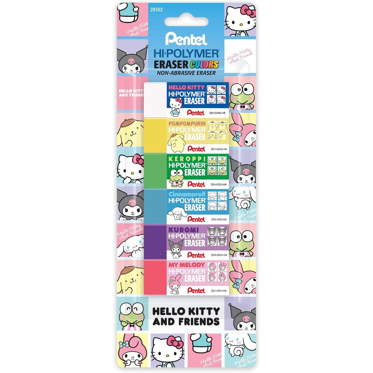 Pentel Hi-Polymer Block Eraser Colors - Limited Edition Hello Kitty and Friends, 6 count-072512293522-LR-365258-1-LR eShop