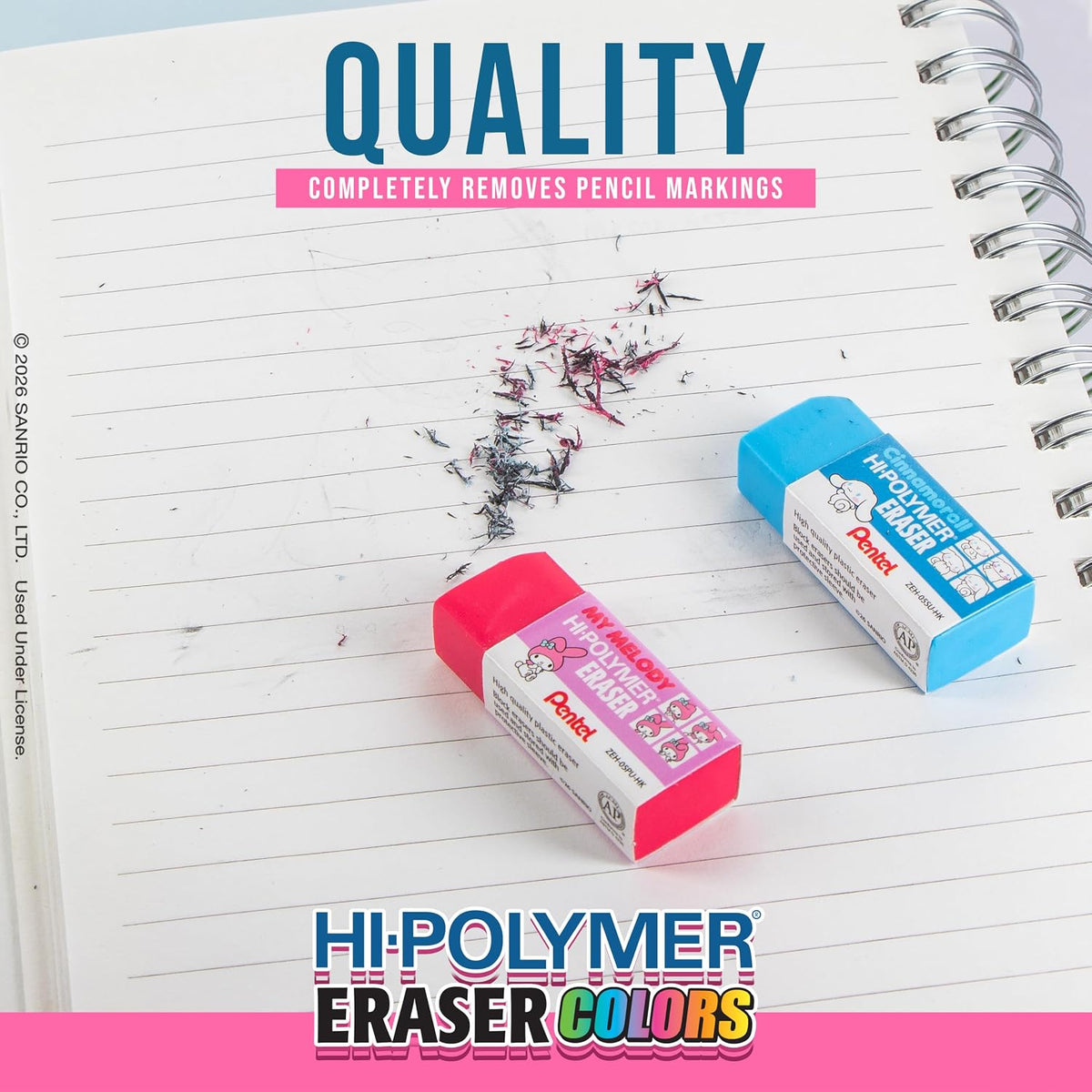 Pentel Hi-Polymer Block Eraser Colors - Limited Edition Hello Kitty and Friends, 6 count-072512293522-LR-365258-4-LR eShop