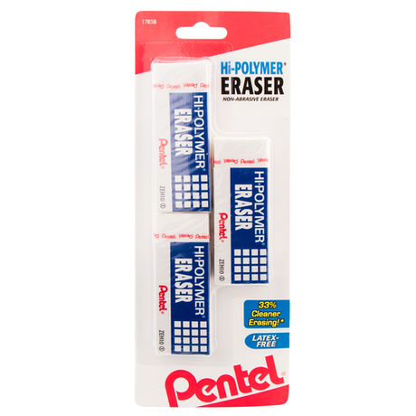 Pentel Hi-Polymer Large Block Eraser - White, 3 Pack-072512178386-LR-250579-1-LR eShop