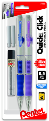 Pentel Quick Click Mechanical Pencil With Lead and Eraser Refills, 0.5 mm - Assorted Colors, 2 count-072512269503-LR-325285-1-LR eShop