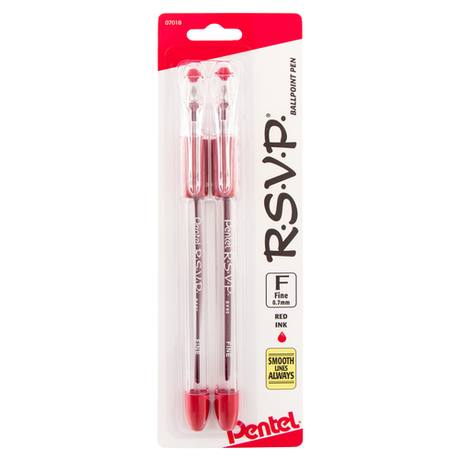Pentel R.S.V.P. Ballpoint Pen, Fine Line - Red Ink, 2 count-072512070185-LR-107692-1-LR eShop