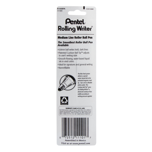 Pentel Rolling Writer Roller Ball Pen, Medium Line - Black Ink, 1 count-072512111017-LR-28753-4-LR eShop
