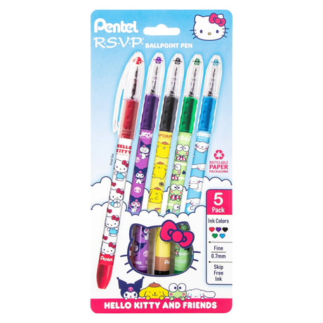 Pentel RSVP Ballpoint Pen Mix 1, 0.7mm Fine Line - Limited Edition Hello Kitty and Friends - Assorted Ink, 5 count-072512293638-LR-365259-1-LR eShop