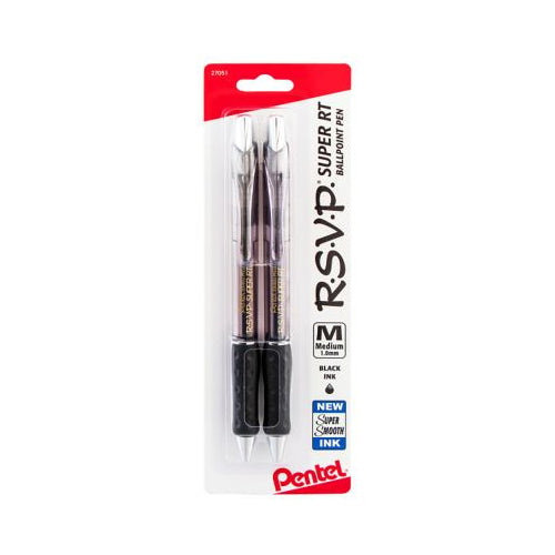 Pentel RSVP Super RT Ballpoint Pen (1.0mm) Medium Line Black Ink 2-Pk-072512270516-LR-325278-1-LR eShop