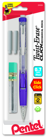 Pentel Twist-Erase CLICK Mechanical Pencil With Lead and Eraser Refills - Assorted Colors, 1 count-072512234266-LR-206016-1-LR eShop