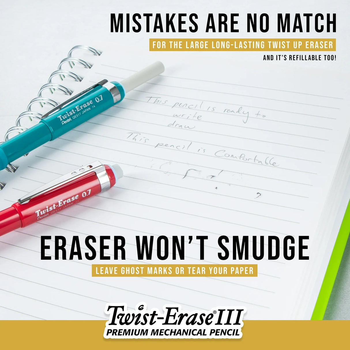 Pentel Twist Erase III Mechanical Pencils with Eraser and Refill, 0.9mm - Black Barrel, 1 count-072512291856-LR-358294-5-LR eShop