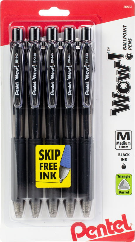 Pentel Wow! Ballpoint Pen, Medium Line - Black Ink, 5 count-072512205310-LR-191513-1-LR eShop