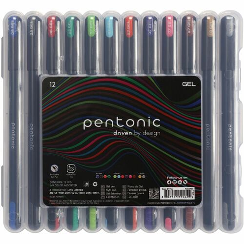 pentonic Gel Pens - Assorted Colors, 12 count-802917195622-LR-362744-1-LR eShop
