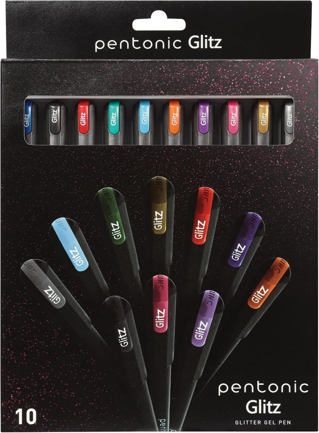 Pentonic Glitter Gel Pens - Assorted, 10 Count-802917285613-LR-358080-1-LR eShop
