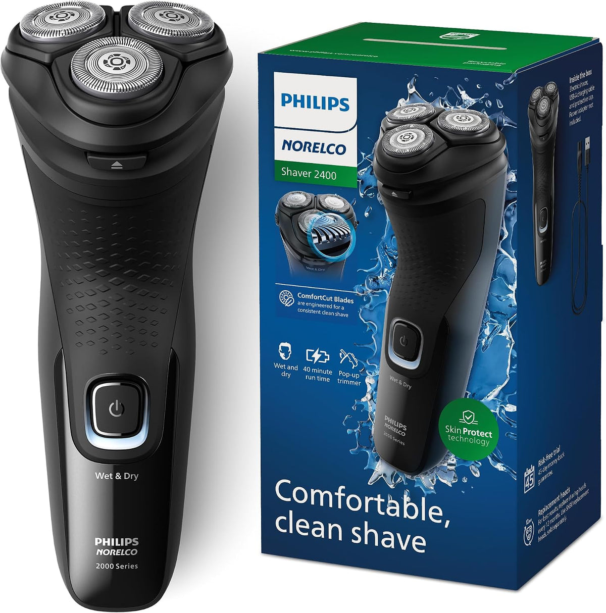 PHILIPS Norelco 2400 Series Wet & Dry Men's Rechargeable Electric Shaver - Deep Black-075020107039-LR-355298-1-LR eShop