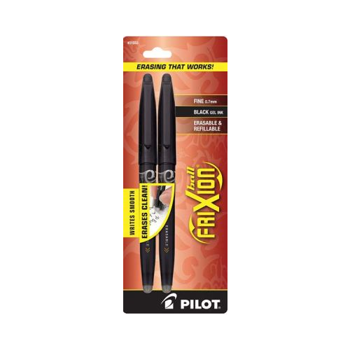 Pilot Frixion Ball Erasable Gel Ink Pens, Fine Point (0.7mm), Black, 2 Count-072838315533-LR-186547-1-LR eShop