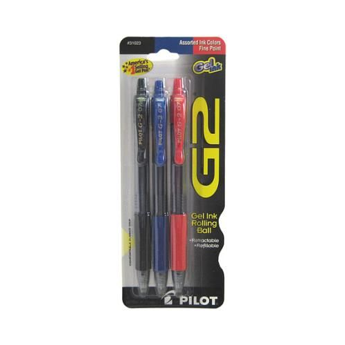 Pilot G2 Premium Refillable & Retractable Gel Pens, Fine Point (0.7mm), Assorted Colors, 3 Count-072838310231-LR-181152-1-LR eShop