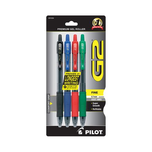Pilot G2 Premium Refillable & Retractable Gel Pens, Fine Point (0.7mm), Assorted Colors, 4 Count-072838310347-LR-273444-1-LR eShop