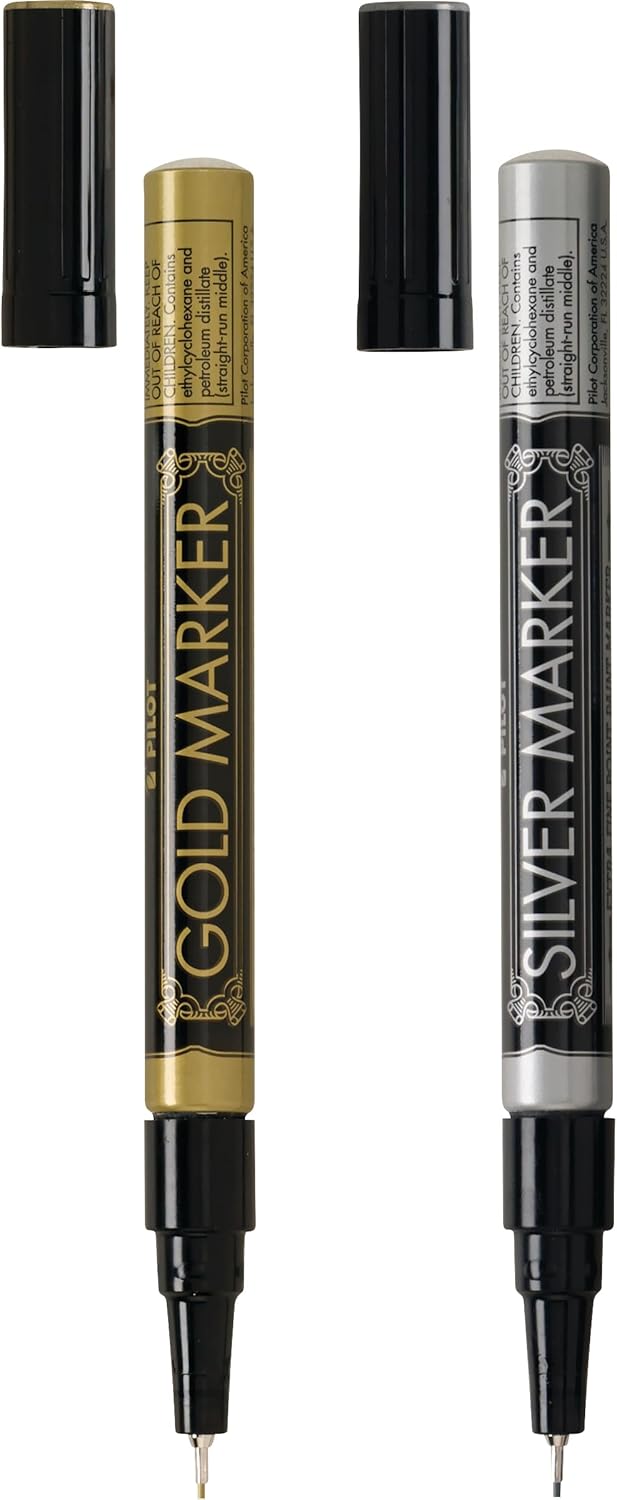 Pilot Metallic Permanent Paint Markers - Gold and Silver, 2 pack-072838414007-LR-329068-2-LR eShop