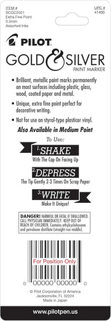 Pilot Metallic Permanent Paint Markers - Gold and Silver, 2 pack-072838414007-LR-329068-3-LR eShop