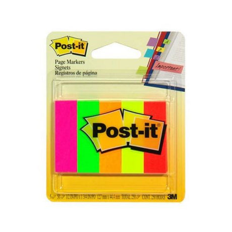 Post-it Page Markers, Fluorescent Colors, 1/2 in x 2 in, 50/Pad, 5 Pads/Pack-021200590269-LR-179617-1-LR eShop