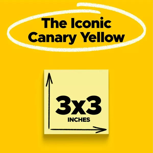 Post-it Sticky Notes 4 Pad Pack, 3" x 3" - Canary Yellow-021200569005-LR-110959-4-LR eShop