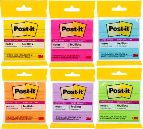 Post-it Super Sticky Notes Single Lined Pad - Energy Boost Collection, 4" x 4"-021200468551-LR-300779-1-LR eShop