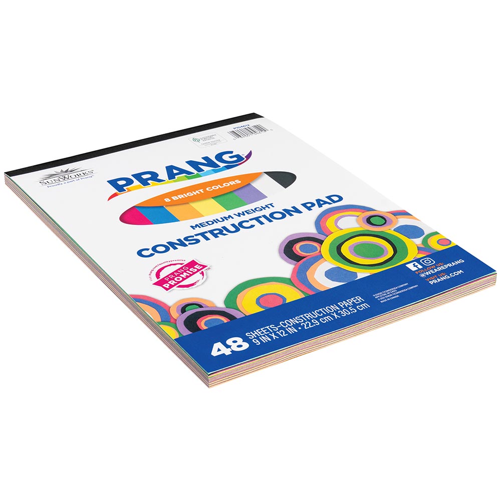 PRANG Medium Weight Construction Paper Pad, 48 sheets - 8 Assorted Colors, 9" x 12"-084001046120-LR-22442-3-LR eShop