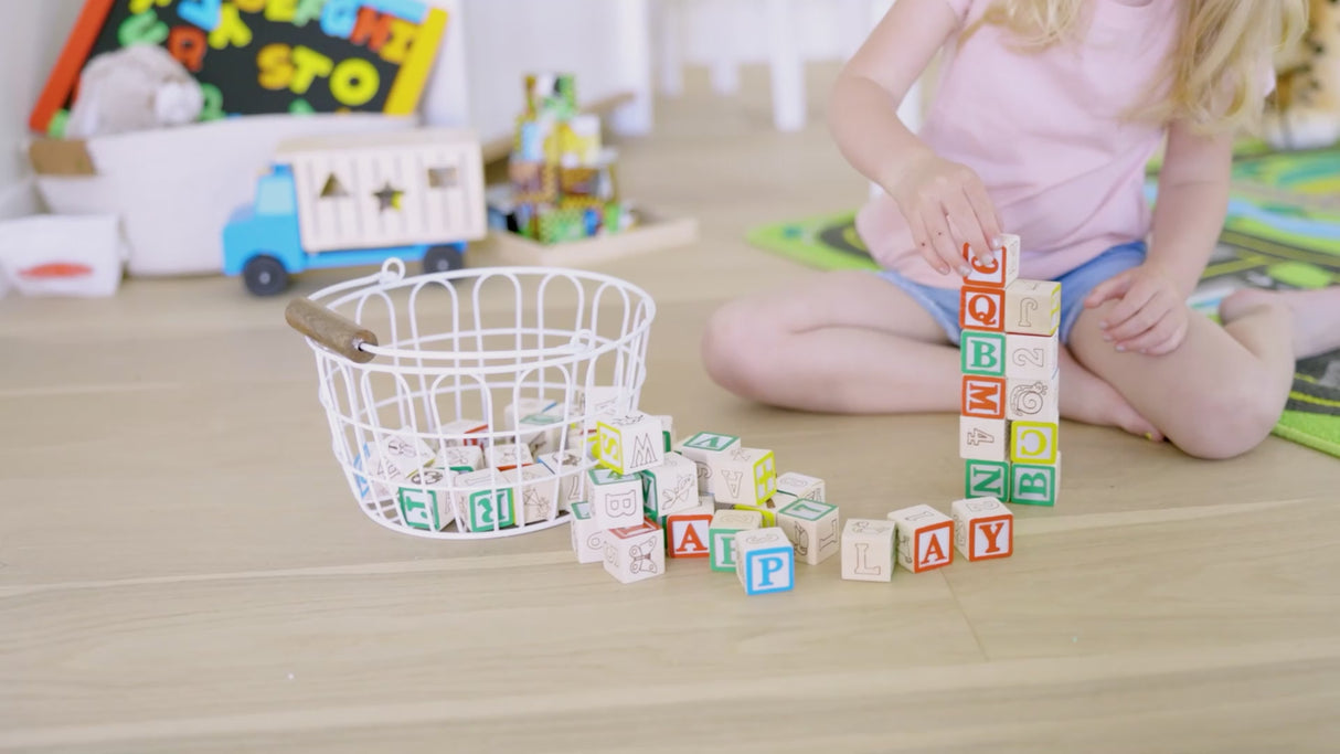 Melissa & Doug Deluxe Wooden ABC and 123 Blocks Set, 50 count