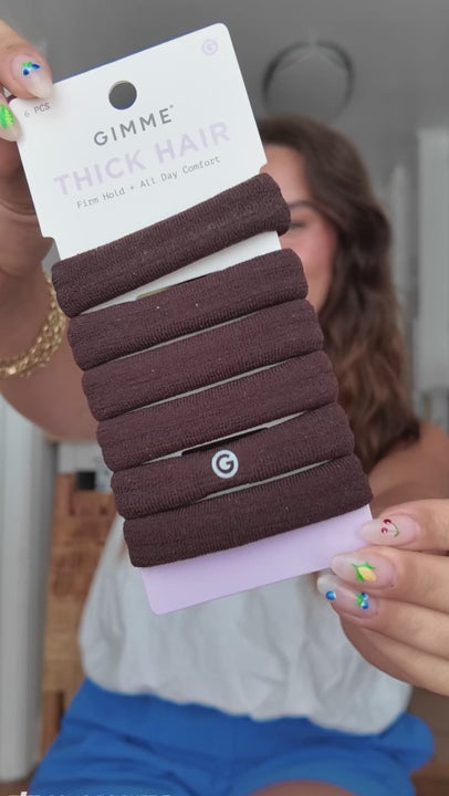 GIMME Thick Hair Firm Hold + All Day Comfort Hair Bands - Black, 6 count