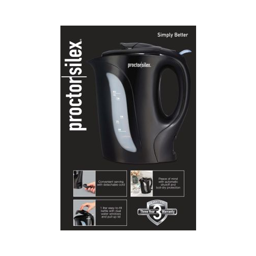 Proctor Silex Electric Water & Tea Kettle - Black, 1 Liter-022333944271-LR-350845-1-LR eShop