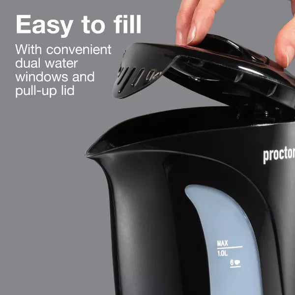 Proctor Silex Electric Water & Tea Kettle - Black, 1 Liter-022333944271-LR-350845-5-LR eShop