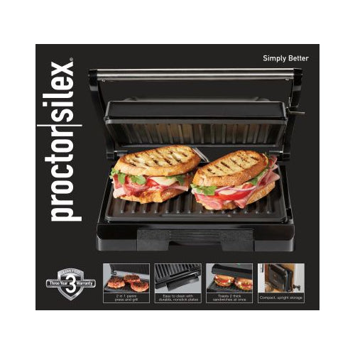 Proctor Silex Indoor Nonstick Metal Panini Grill - Black-022333254400-LR-350834-1-LR eShop