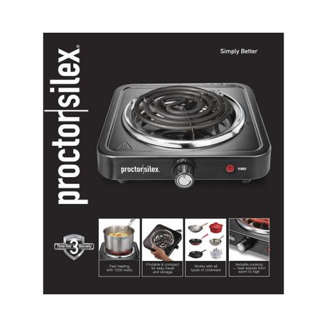 Proctor Silex Single Burner Metal Hot Plate - Black-022333341056-LR-344055-1-LR eShop