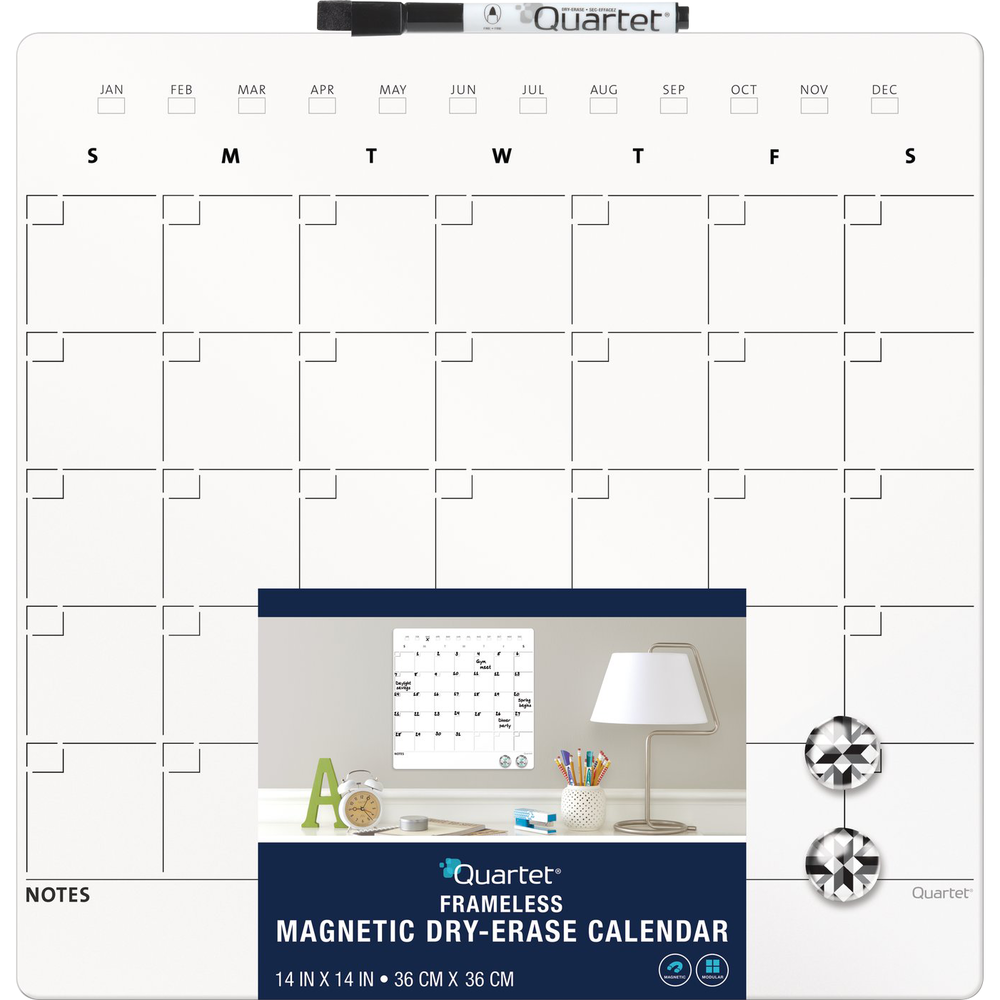 Quartet Frameless Magnetic Dry Erase Calendar Tile, 14" x 14"-034138481141-LR-354805-1-LR eShop