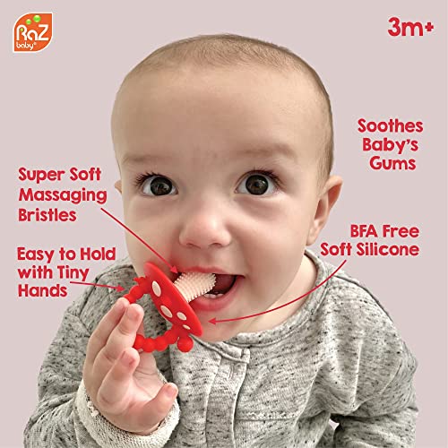 RaZbaby Chompy Teether Toy 3m+ (2-Pack) BPA-Free Silicone Soothes Sore Gums - Red/Green-850028177730-LR-355959-4-LR eShop