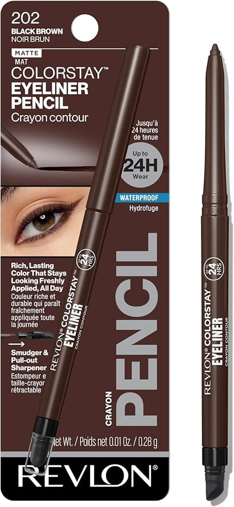 REVLON ColorStay Pencil Waterproof Eyeliner With Built-In Sharpener - 202 Black Brown-309973978027-LR-161641-1-LR eShop