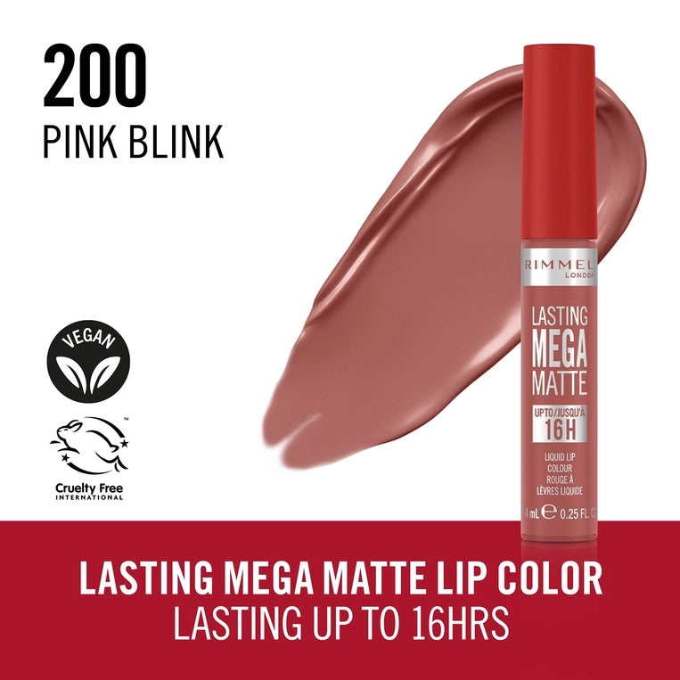 Rimmel London Lasting Mega Matte Liquid Lipstick - 200 Pink Blink-3616306162983-LR-356464-3-LR eShop