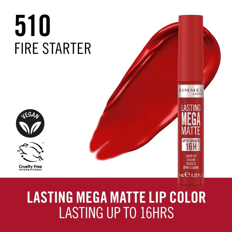 Rimmel London Lasting Mega Matte Liquid Lipstick - 510 Fire Starter-3616306163010-LR-356467-3-LR eShop