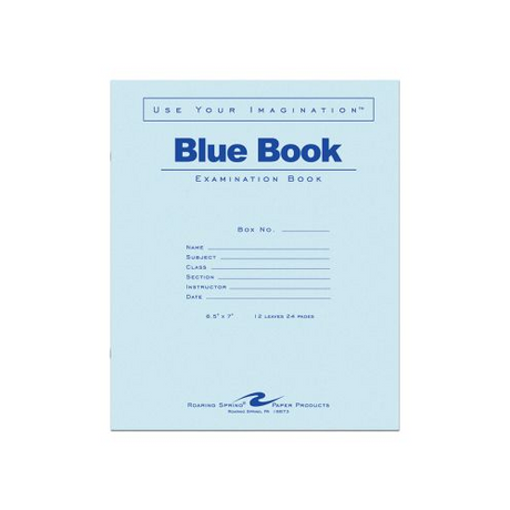 Roaring Spring Blue Exam Book, 8-1/2" x 7", White, 12 Sheets-070972775138-LR-324468-1-LR eShop