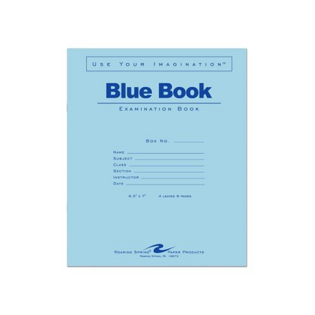 Roaring Spring Blue Exam Book, 8-1/2" x 7", White, 4 Sheets-070972775107-LR-324465-1-LR eShop