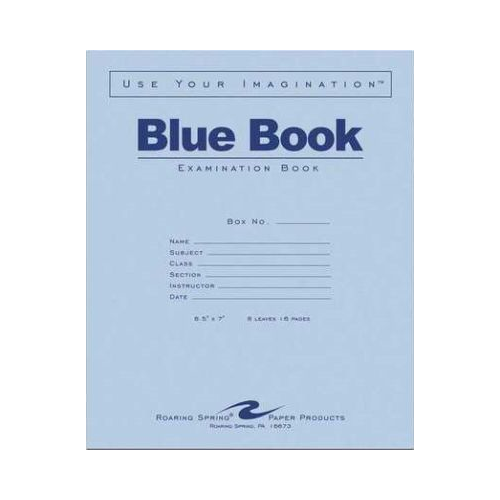 Roaring Spring Blue Exam Book, Legal Rule, 8-1/2" x 7", White, 8 Sheets-070972775121-LR-324467-1-LR eShop